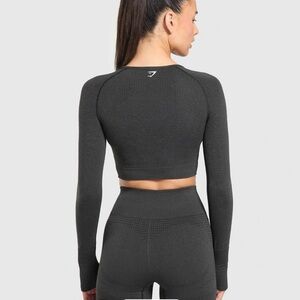 Gymshark Black Marl Long Sleeve Crop Top